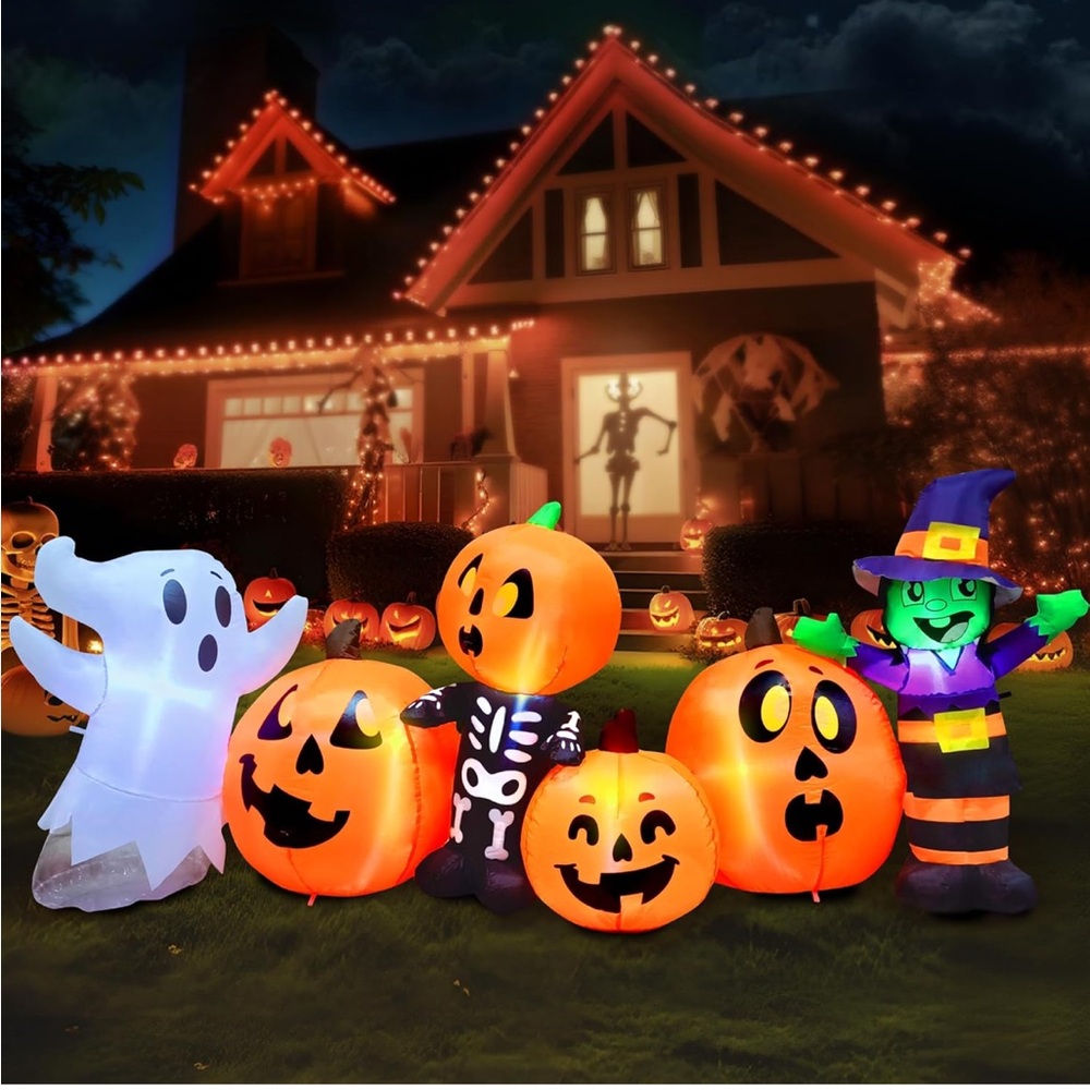 Joiedomi 8 ft Long Halloween Inflatable Characters and Pumpkin Patch Outdoor